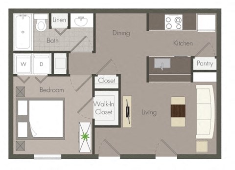 The Continental - One Bedroom one Bathroom Floor Plan at Clarkston Station Apartments, Georgia 30021